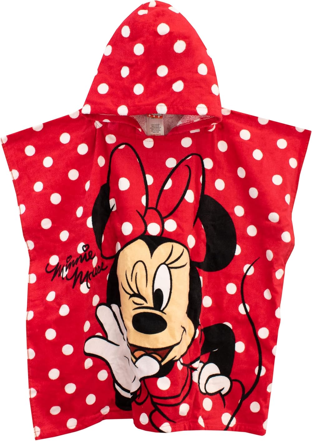 Disney Girls Minnie Mouse Towel Hooded Poncho Red One Size Bath Swim Beach
