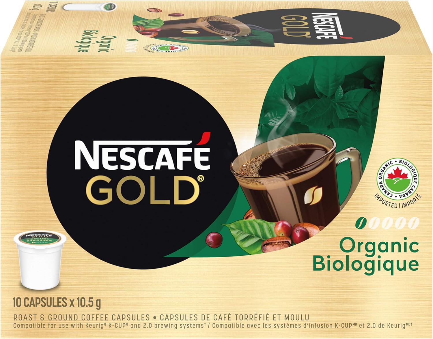 Nescafé Gold Organic Coffee, Keurig KCup Compatible Pods, 10 Capsules