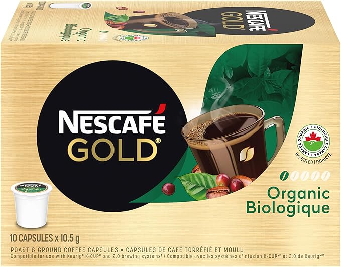 Nescafé Gold Organic Coffee, Keurig KCup Compatible Pods, 10 Capsules