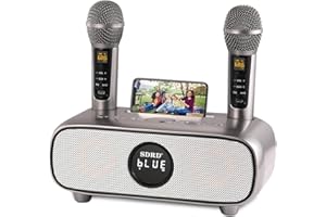 DLARA Karaoke Machine for Adults and Kids,Portable Bluetooth 2 Wireless Karaoke Microphone with Holder/USB/TF Card/AUX-in, PA Speaker System for Home Party, Picnic,Car,Outdoor/Indoor