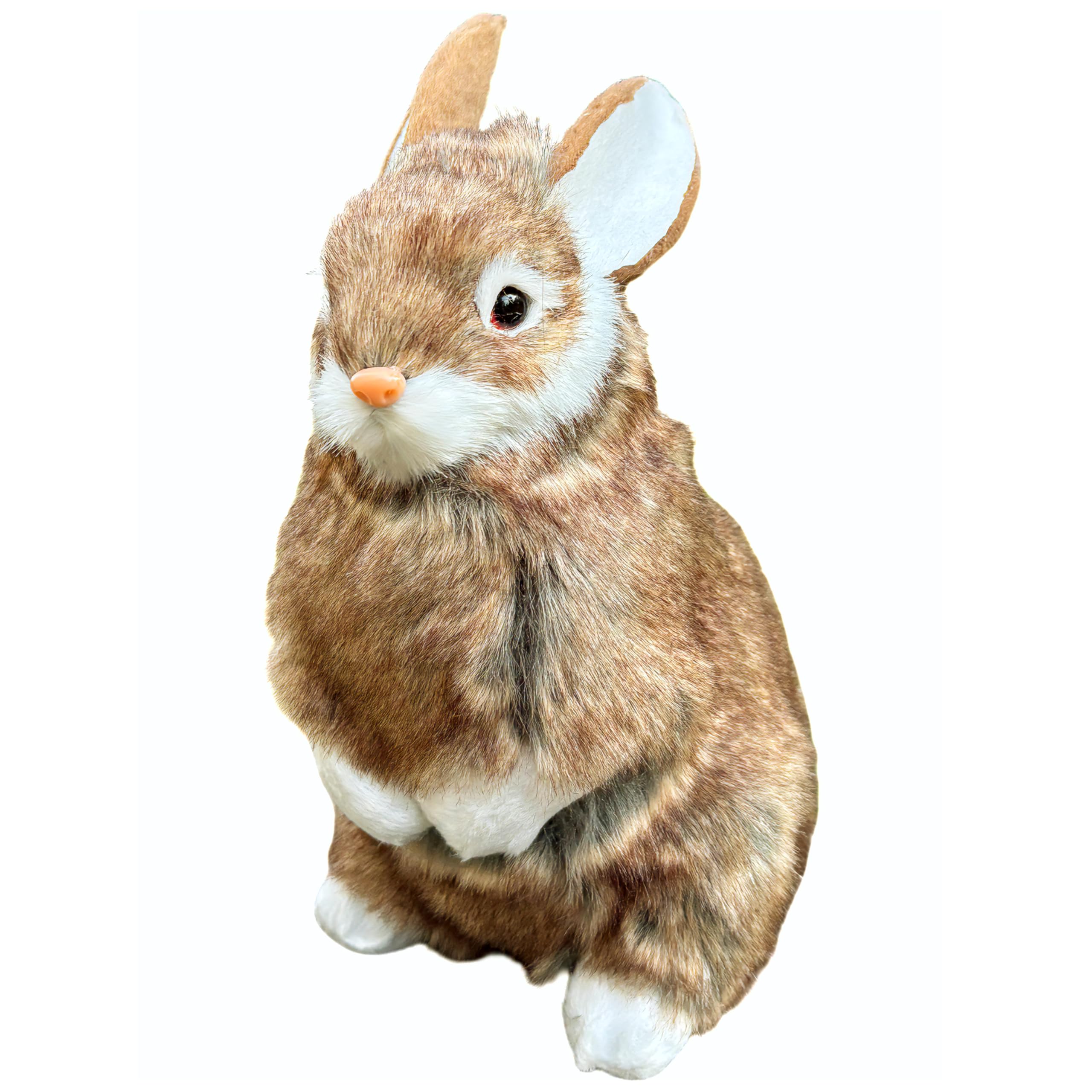 Photo 1 of ** DAMAGE MINOR** Basuo-9Q 9.25 Inch Plush Rabbit Faux Fur Lifelike Hare Easter Bunny Simulation Toy Home Decoration Gift (Brown)