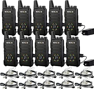 Retevis RT22S 2 Way Radios Walkie Talkies Long Range,Two Way Radios Rechargeable with Earpiece,Channel Display,Hands Free,for Healthcare,Retail,Restaurant,Automotive(10 Pack)