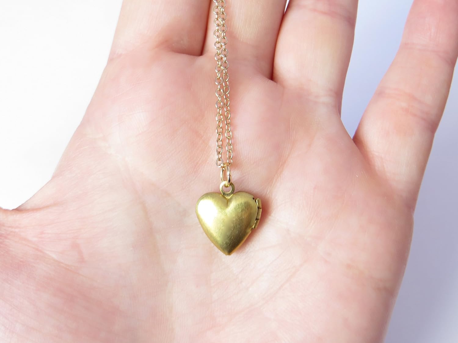 Small Gold Heart Locket Necklace Handmade