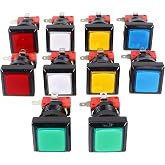 EG Starts 10x Arcade Square Shape LED Illuminated Push Button with Micro Switch for Arcade Machine Gaming Video Game Consoles Jamma Kit Parts 12V Lamp 33mm Buttons ( Each Color of 2 Piece )