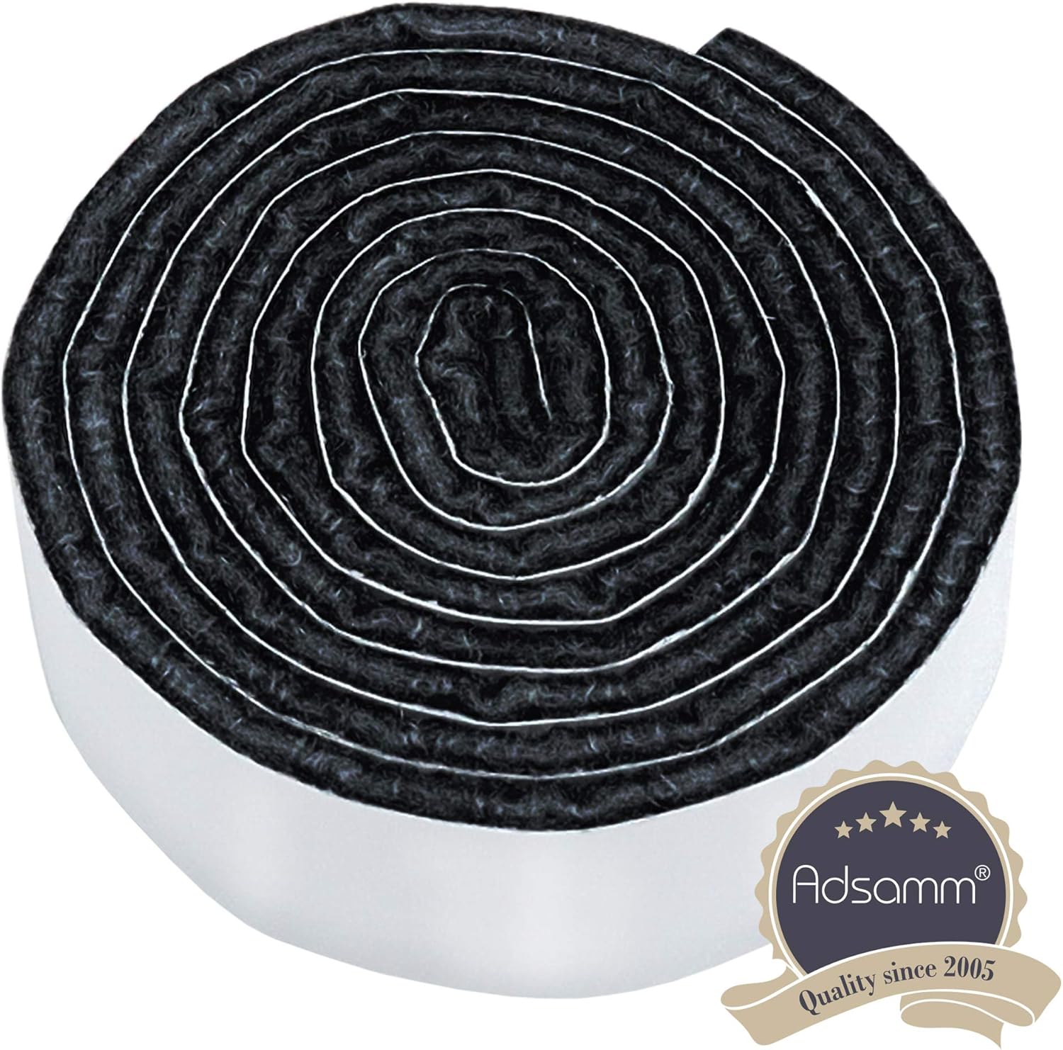 Adsamm® / 1 x self-adhesive Felt Strip/Black / 0.75x39.37'' (19x1000 mm) / rectangular / 0.138'' / 3.5 mm thick stick-on furniture felt glides/Furniture & Chair Glides - Image 3