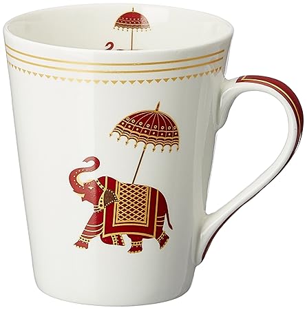 Clay Craft Sanjeev Kapoor Utsav Bone China Milk Mug, 350ml/6cm, Multicolour