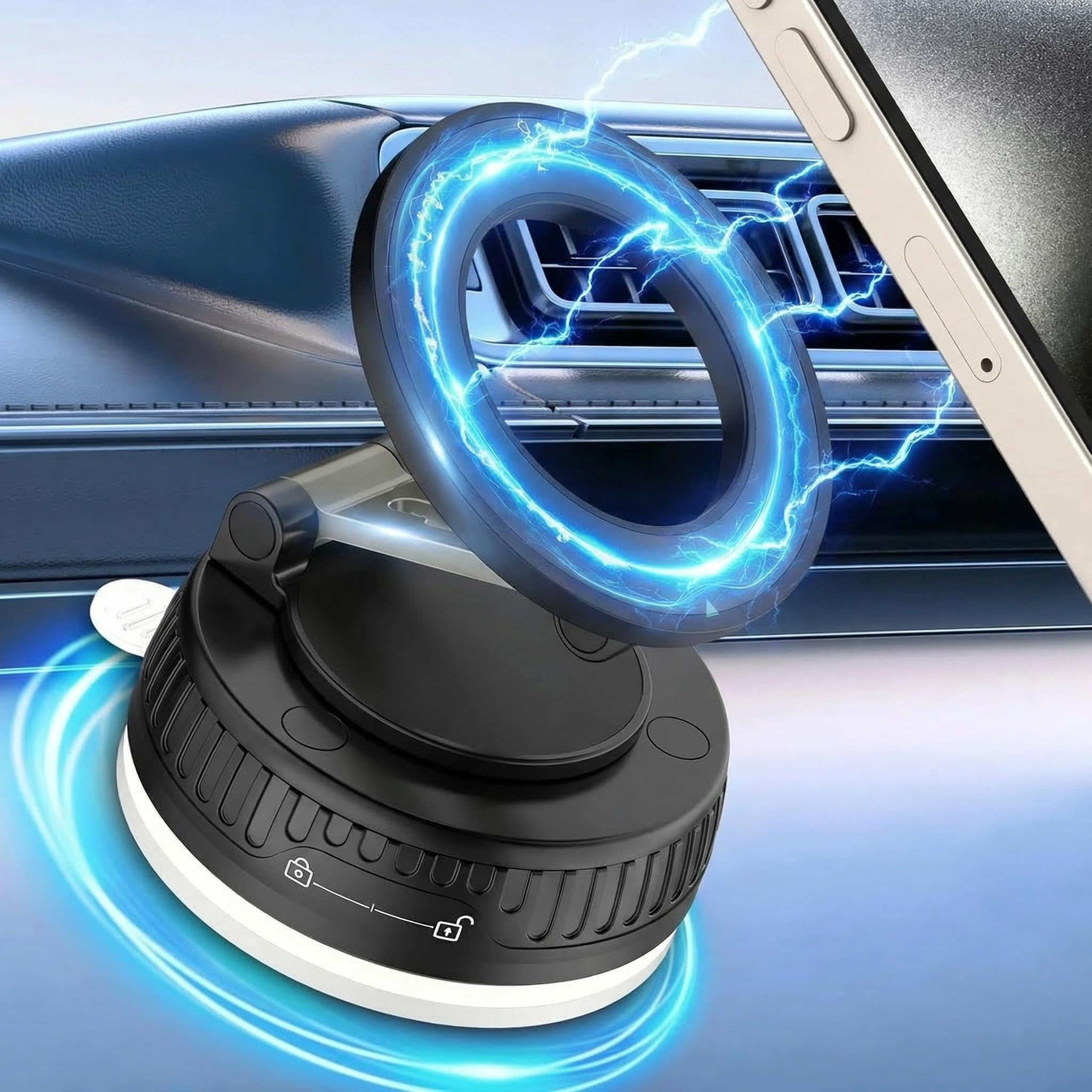 OPVICAM Car Phone Holder for Magsafe [Strongest Suction & Magnetic] 360° Adjustable Car Phone Mount,Cell Phone Holder for Your Car for All Smartphones & All Car Models