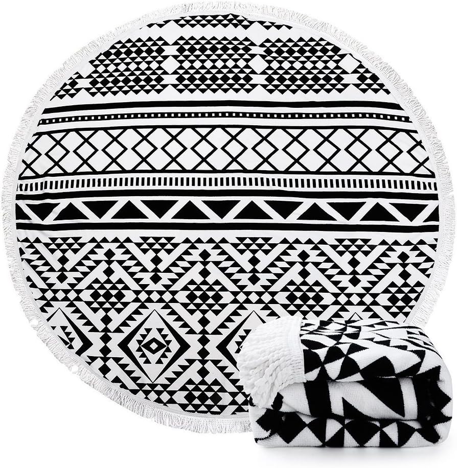 LJKEN Indian Mandala Round Roundie Beach throw, Tassel Fringing Cotton Throw Tapestry Yoga Mat Table Cloth Hippy Boho Gypsy Tablecloth wall hanging