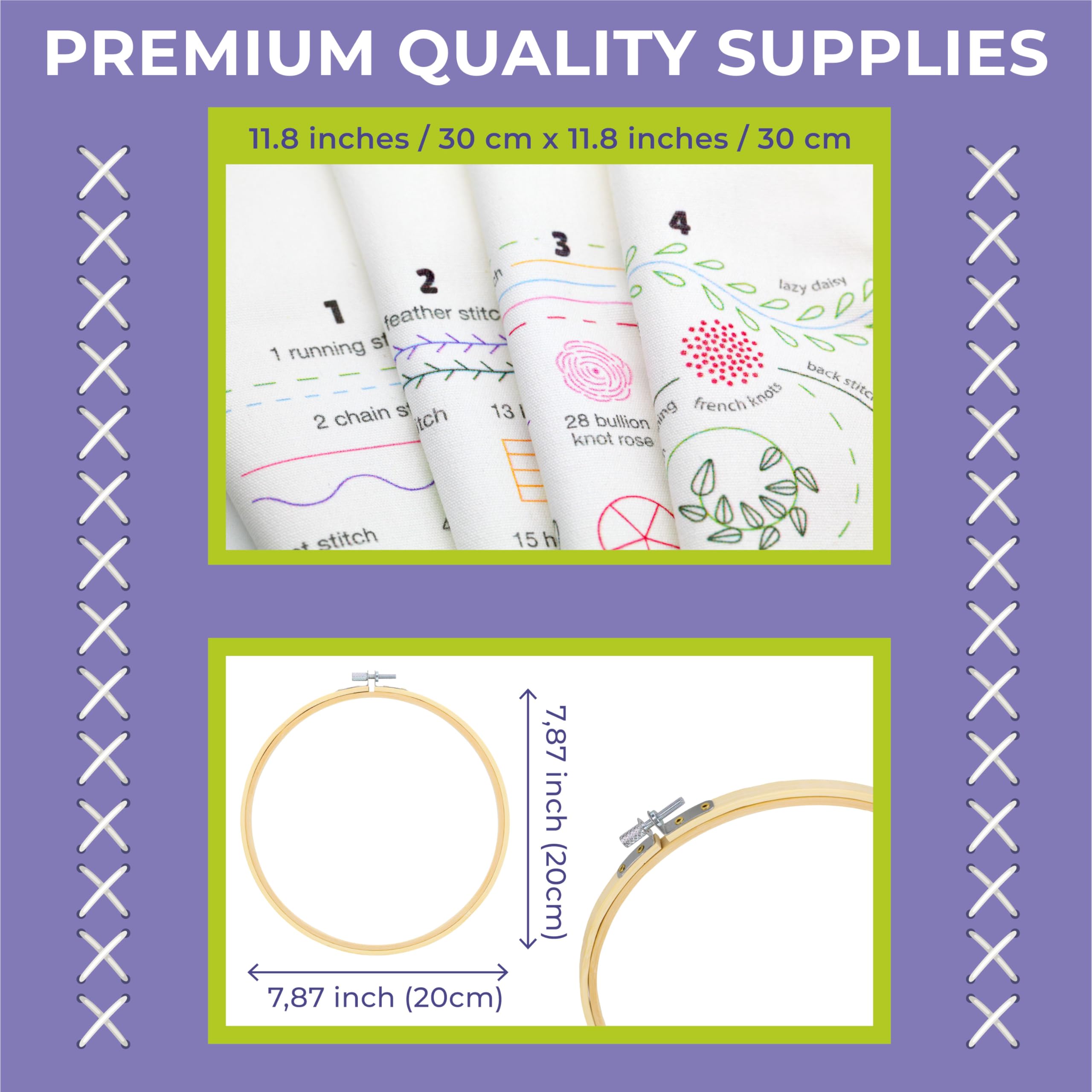 Craftwiz 4-Piece Starter Embroidery Kit for Beginners and Expert with Simple Patterns, Learn 29 Stitches with Hand Embroidery Kit