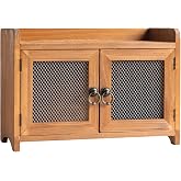 COLLECTIVE HOME - Storage Cabinet, Mini Countertop Cabinet, Wood Organizer for Kitchen Living Room Bedroom Bathroom Office with Magnetic Door, 14.5 x 6.5 x 10 (Brown)