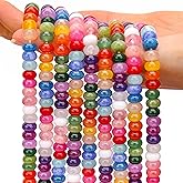 AUREHEN 2 Strands (150PCs) Mix Color Jade Rondelle Beads, 5 * 8mm Gemstone Loose Spacer Abacus Disk Beads for DIY Bracelet Necklace Earrings Jewelry Making, Craft Supplies Beading Kit