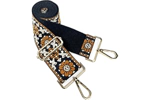 Dsigo Purse Strap, 2" Wide Gold Buckle Embroidery Crossbody Shoulder Strap for Bag Handbag Canvas Bag Crossbody Bags