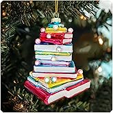 Christmas Book Tree 3D Glass Ornament, Book Tree Glass Ornament, Book Lover Gift, Bookworm Gifts, Xmas Winter