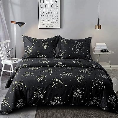 Buy Ntbay Microfiber Twin Duvet Cover Set 2 Pieces Ultra Soft Constellation Printed Comforter Cover Set With Zipper Closure And Corner Ties Black Online In Germany B07x32jkr8