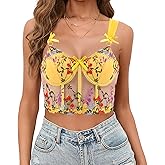 Mocure Women's Floral Lace Bustier Corset Sexy Mesh Lingerie Bralette Vest Rave Party Crop Top