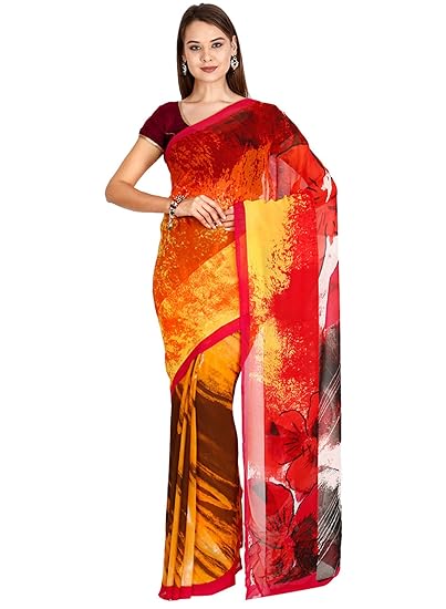Faux Georgette Saree - Multicolor - (CCMYSY7027)