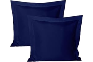 BEDSUM 2 Pcs Microfiber European Pillow Shams, Super Soft and Fade, Wrinkle Resistant Bed Square Throw Pillow Covers with Envelope Closure, 26x26 Inches, Navy Blue