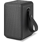 AT&T Essentials Retro 15W Bluetooth Speaker, IPX6 Waterproof, Bluetooth 5.3, LED Light Modes, Bass & Treble Control, 12H Battery, USB-C Charging, Outdoor & Indoor Use, Home Audio System - Black