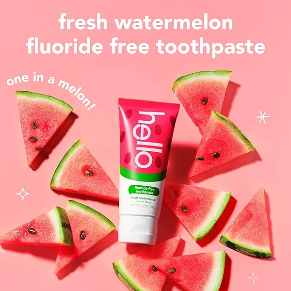 HELLO FRESH WATERMELON FLUORIDE FREE KIDS TOOTHPASTE, 4.2 OZ TUBE