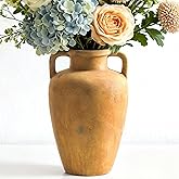 Rustic Vase, Ceramic Flower Vase for Centerpieces, 8.85 inch Large Decorative Terracotta Vintage Vases, Farmhouse Rustic Vases for Home Decor, Living Room, Table, Neutral