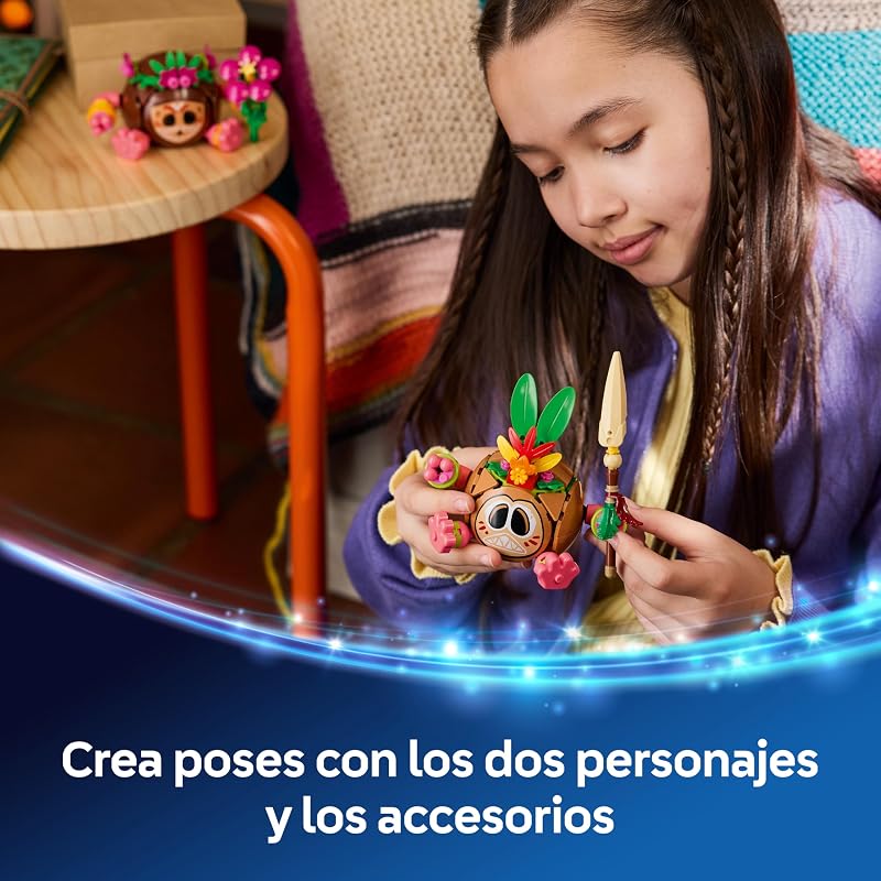 | Disney Vaiana Kakamoras – Brinquedo de construção com 2 figuras de cocos e flores artificiais para decoração de divisões – Presente para Raparigas de 9+ Anos e Fãs do Filme – 43293
