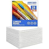 FIXSMITH Painting Canvas Panel Boards -Art Canvas,24 Pack Small Square Canvases,Primed Canvas Panels,100% Cotton,Acid Free,Artist Canvas Board for Hobby Painters,Students & Kids (White, 6"x6")