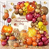 Fall Balloon Garland Arch Kit,129pcs Orange Yellow Wine Red Brown Gold Balloons Maple Leaf Pine Cones Pumpkin Foil Balloons for Thanksgiving Harvest Autumn Birthday Baby Shower Party Decorations