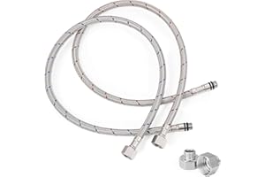 HOIGY 30 Inch Faucet Supply Lines, Bathroom Kitchen Water Supply Line 3/8" Female Compression Thread x M10 Male Connector, Braided Stainless Steel Water Hose for Sink Faucet with 1/2” Adapter (1 Pair)