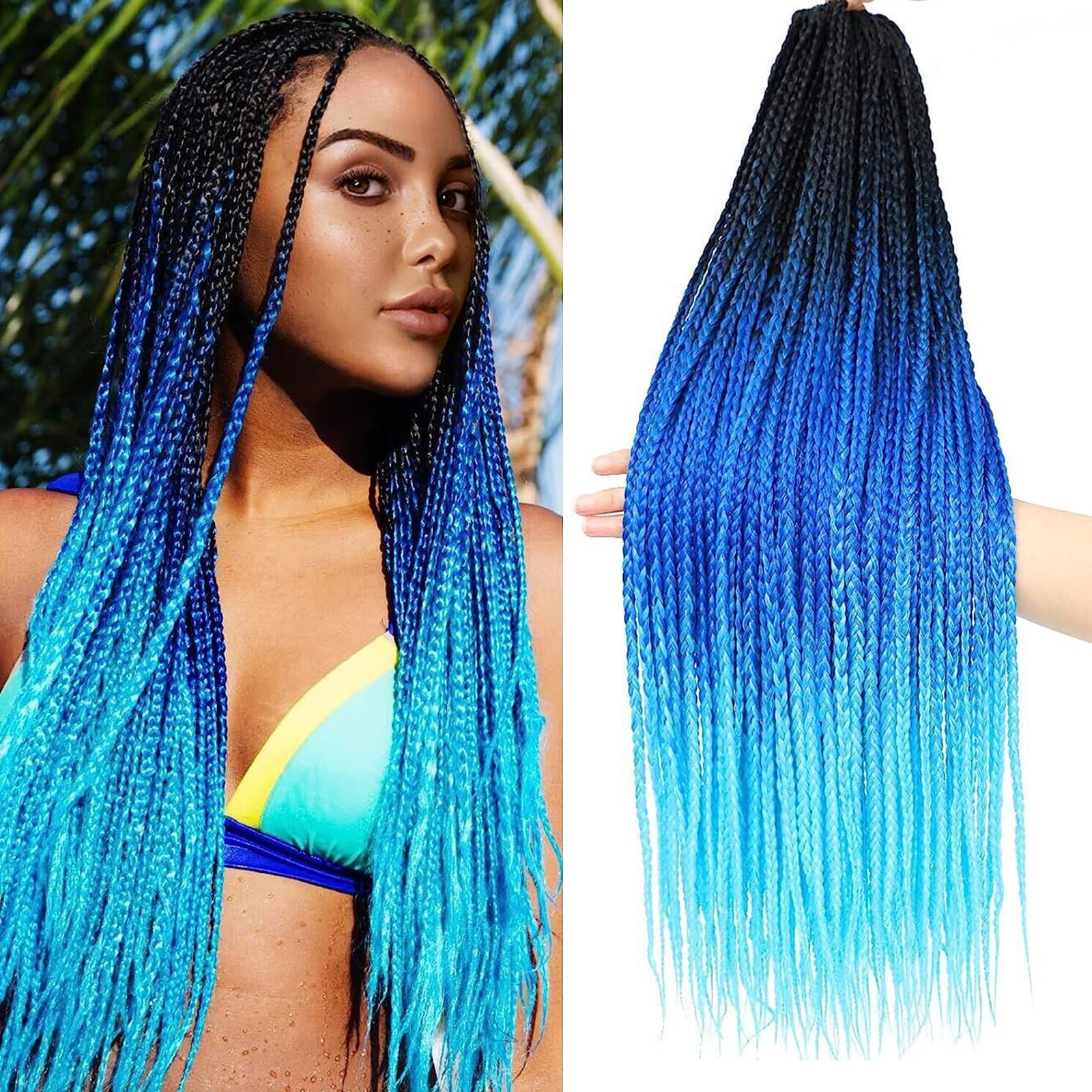 TAOYEMY Box Braids Crochet Hair Extensions 24 Inch 6 Packs, 22 Strands/Pack, Synthetic Braiding Hair for Women & Girls (48#, 24 inch) — image 1