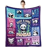 Metawu Panda Throw Blanket Gifts: Just A Girl Who Loves Pandas, Cute Panda Stuff - Flannel Panda Blanket for Couch or Bed, 50 x 60 inch