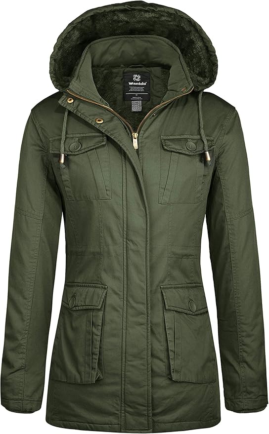 womens sherpa lined anorak parka jacket with hoodie