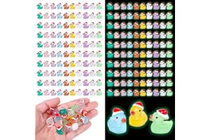 100 Pack Christmas Mini Resin Ducks Tiny Luminous Ducks Stocking Stuffers Dollhouse Accessories Garden Landscape Aquarium Pot