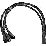 CRJ All Black PWM 3-Way Sleeved Fan Splitter Adapter Cable