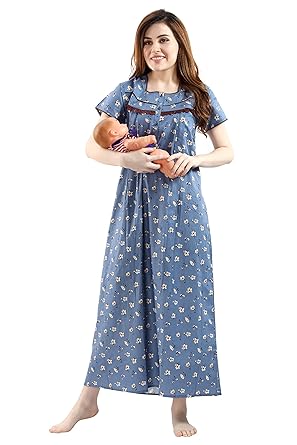 AV2 Women Printed Feeding/Nursing/Maternity Nighty 7106