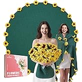 Flower Bouquet Blanket, Valentines Day Gifts for Her Wife Girlfriend Grandkids Mom,Completed Crochet Flower Blanket,Soft Knitted Throw Blankets,Housewarming Gifts for Birthday Anniversary(Sunflowers)