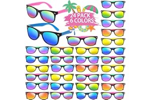 HLDGRAS 24 Pack Kids Sunglasses Bulk,Kids Sunglasses Party Favor,Neon Sunglasses with UV400 Protection,Boys Girls Age 3-8,Goody Bag Favors,Beach Pool Birthday Graduation Party Supplies,Great Gift for Kids