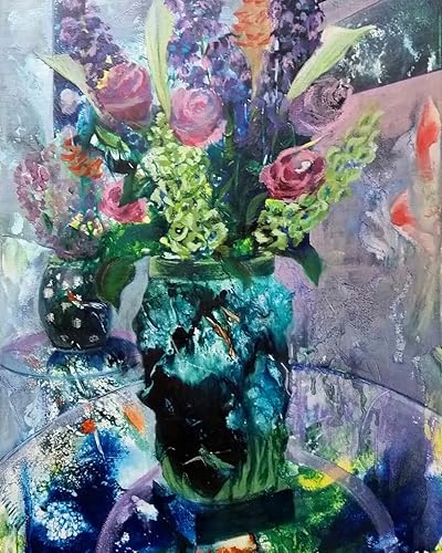 Amazon Com Vase Lalique Mix Media Artwork Original Painting