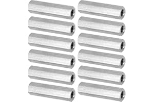 PATIKIL M6 x 1-Pitch 304 Stainless Steel Hex Coupling Nuts, 12Pcs 40mm/ 1.6" Length Coarse Fully Threaded Rod Coupling Nut St