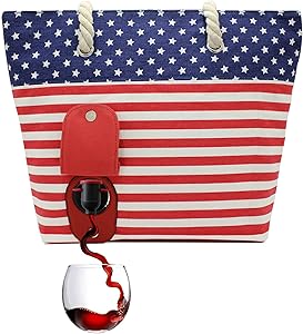 PortoVino Beach Wine Purse (USA) - Beach Tote with Hidden, Insulated Compartment, Holds 2 bottles of Wine! / Great Gift! / Happiness Guaranteed!