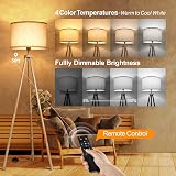 OUTON Solid Wood Tripod Floor Lamp, Dimmable LED with Remote, 4 Color Temps view 3