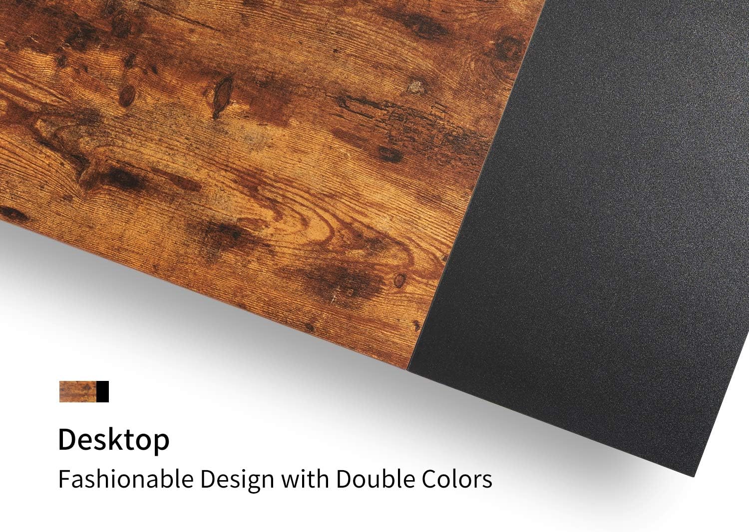 CubiCubi Computer Home Office Desk, 47 Inch Small Desk Study Writing Table with Storage Shelves, Modern Simple PC Desk with Splice Board, Rustic Brown and Black: Kitchen & Dining