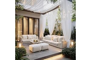 NICETOWN 2 Panels Outdoor Mosquito Netting for Patio Waterproof, Extra Wide 118" Airy Mesh Net Outdoor Sheer Curtains Privacy