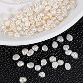 uxcell 100 Pcs Freshwater Pearl Beads, 4-5mm Irregular Loose Gemstone Pearls 0.8mm Side Hole for Leather Cord Beading Jewelry Making DIY Craft, White