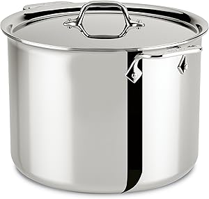 All-Clad 4512 Stainless Steel Tri-Ply Bonded Dishwasher Safe Stockpot with Lid / Cookware, 12-Quart, Silver