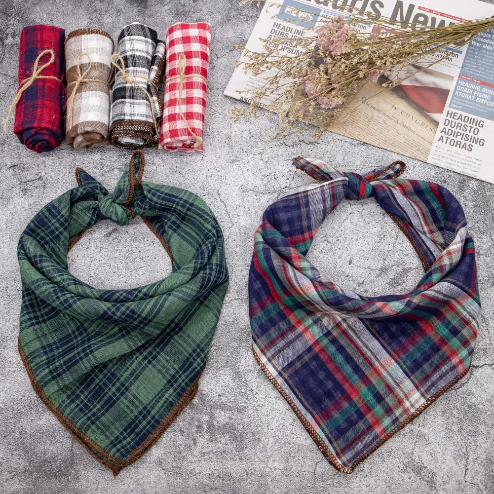 Dog Bandanas - 6PCS Birthday Christmas Gift Washable Black Blue Red Dog Bandana Square Plaid Printing Dog Bib Double Reversible Kerchief Scarf Adjustable Accessories for Small to Large Dog Puppy Cat : Kitchen & Dining
