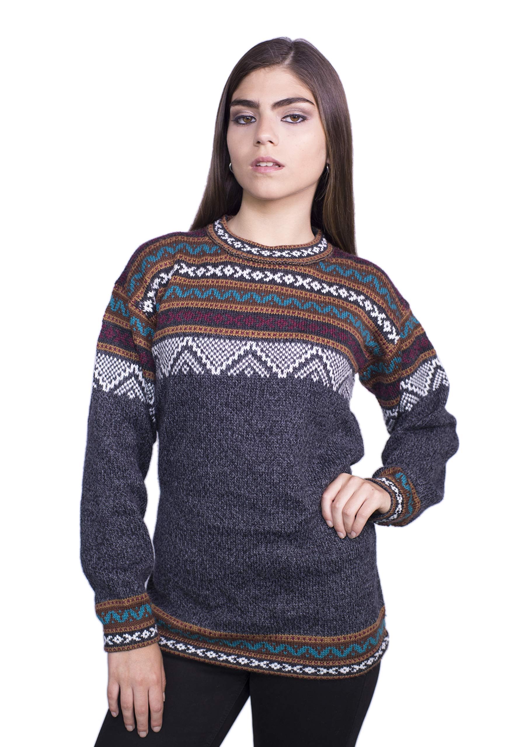 Photo 1 of RAYMIS Alpaca Wool Sweater Women | Alpaca Wool Cardigan Women | Warm, Lightweight, Soft | Alpaca Sweaters Women | Alpaka Fair Isle Sweater Design | Alpaca Hoodie Women | Alpaca Sweater Charcoal