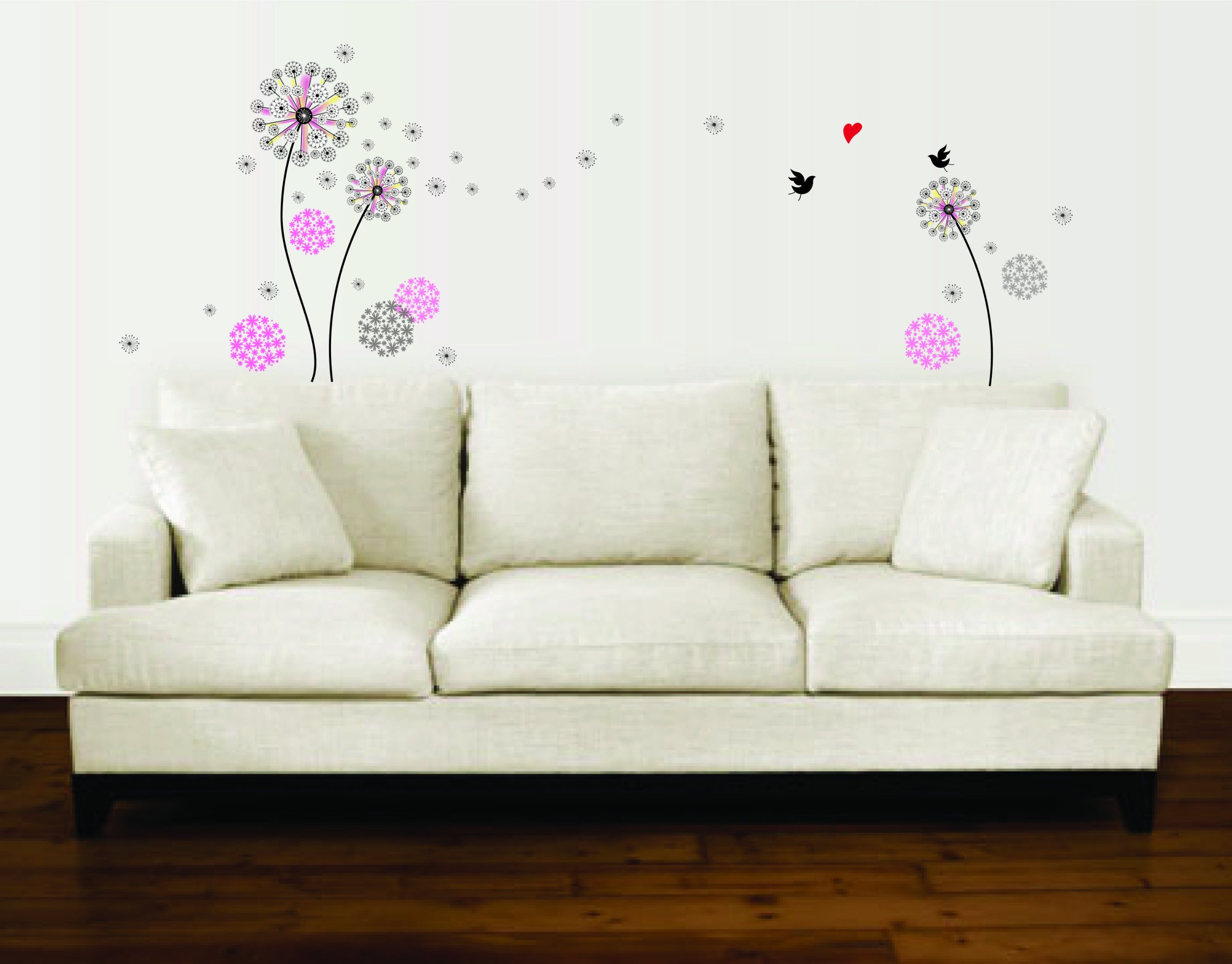 WALPLUS Dandelion Wall Stickers for Kids Room, Nursery Decor, Peel & Stick Floral Decals, Removable Vinyl Art Mural, 43x24 inch