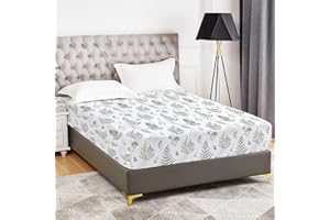 YIYEA Queen Fitted Sheet Only - Plant Print -100% Brushed Microfiber 1800 Thread Egyptian Quality Fitted Sheet Queen Size - Ultra Soft - 16" Deep Pocket - Shrinkage & Fade Resistant (Queen)