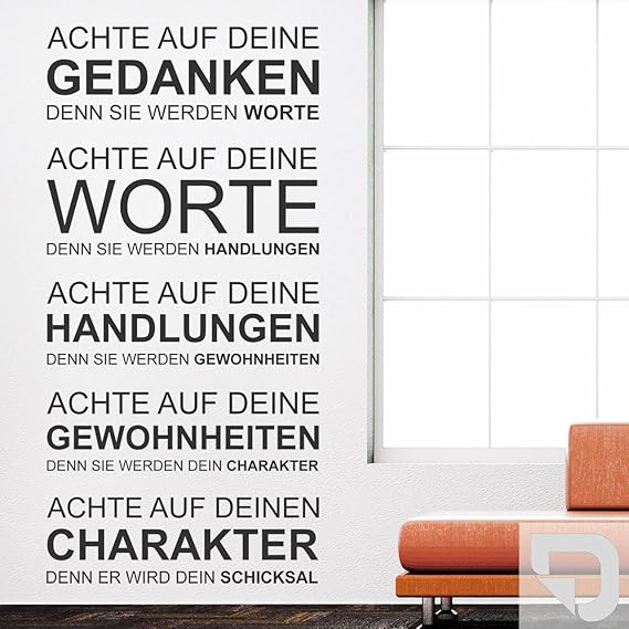 DESIGNSCAPE® Wandtattoo Deine Gedanken Achte auf deine Gedanken, denn sie werden Worte. Achte