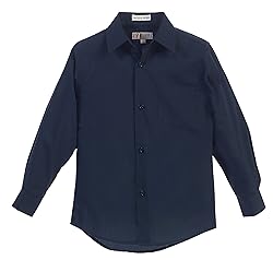 Gioberti Boys Long Sleeve Solid Dress Shirt, Navy, 2T